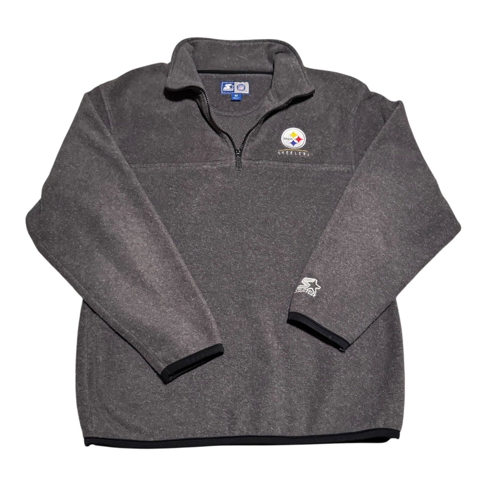 Vintage 2000s Starter Pittsburgh Steelers Gray 1/4 Zip Pullover Fleece Men's M